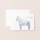 Dorée Silver Foil Dala Horse God Jul Carte de voeux (Devant avec enveloppe)