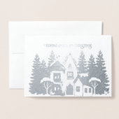 Dorée Silver Foil Personnalisez la carte de Noël (Devant avec enveloppe)