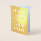 Dorée Simple, audacieux "MERCI POUR VOTRE AIDE !" Carte (Devant)