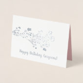 Dorée Simple carte florale d'anniversaire Real Foil (Devant)