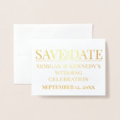 Dorée Simple Enregistrer La Carte Foil Date Mariage Cele (Devant avec enveloppe)