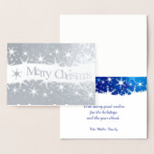 Dorée Snowflakes Blue Joyeux Noël - Carte Argent Foil (Affichage)