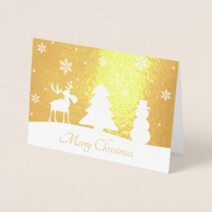 Dorée Snowman de rennes d'arbre de Noël - Carte Gold Foi