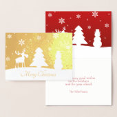 Dorée Snowman de rennes d'arbre de Noël - Carte Gold Foi (Affichage)