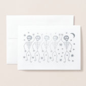 DORÉE SQUELETTES DE DANSE HALLOWEWEEN VÉRITABLE CARTE D' (Devant avec enveloppe)