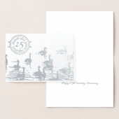 Dorée Swan 25e mariage argent carte anniversaire (Affichage)