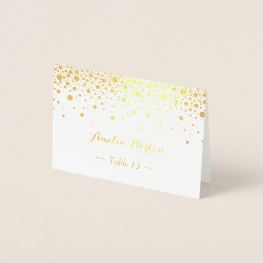 Dorée Table de points Confetti Gold Foil Place Carte d'e (Devant)