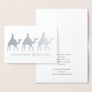 Dorée Trois Sages Mages Noël Bénédictions Carte en Feuil