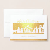 Dorée Véritable carte de Noël de la Nativité de Fraise (Devant avec enveloppe)
