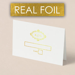 Dorée Véritable Gold Foil Wreath Élégante carte de lieu