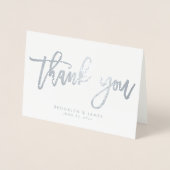 Dorée Véritable Mariage à huile d'argent Carte de remerc (Devant)