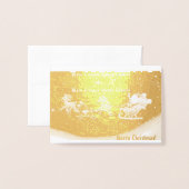 Dorée Voici Le Père Noël ! Carte Foil de Noël (Devant avec enveloppe)