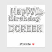 Doreen Happy Birthday silver Aufkleber Sticker (Vel)