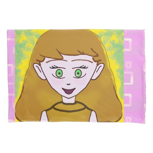 D'oreillers Housse de couette rose mignonne joyeuse (devant)