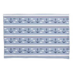 D'oreillers Housse de coussin aux ancres nautiques bleues et b
