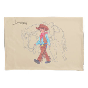 D'oreillers Housse de coussin marron garçon mignon cowboy et c