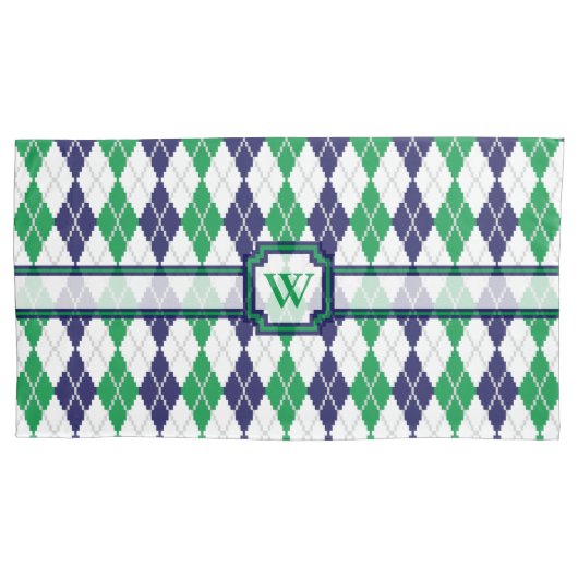 D'oreillers Sur la housse de coussin Argyle verte (devant)