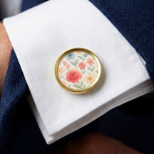Boutons de manchette chic avec art floral pastel
