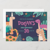 Dorian's 3e verjaardag Dino Bash Kaart (Voorkant / Achterkant)