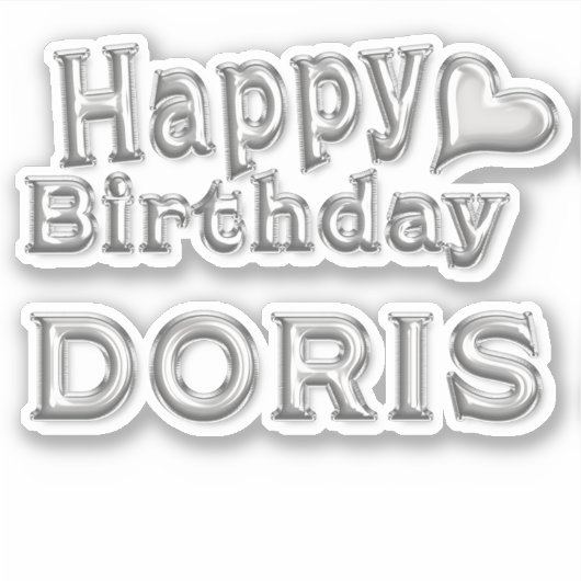 Doris Happy Birthday silver Aufkleber Sticker (Voorkant)