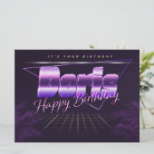 Doris Name Vorname lila retro Karte Geburtstag Kaart (Staand voorkant)