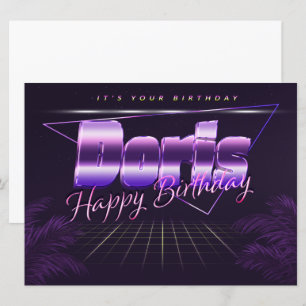 Doris Nom Prénom carte rétro lila pour l'anniversa