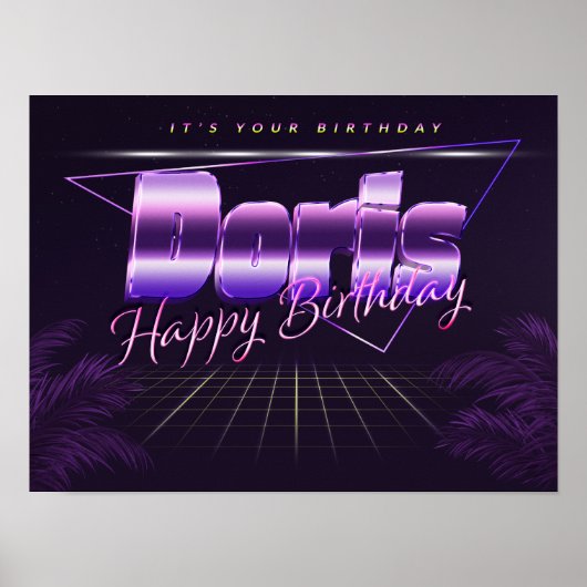 Doris Nom Vorname lila retro Poster Geburtstag (Devant)