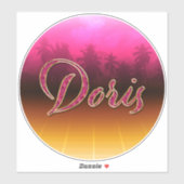 Doris prénom nom autocollant rose doré (Feuille)