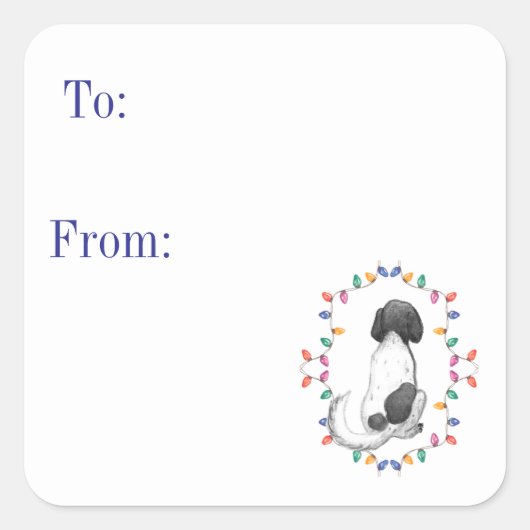 Doris the Dog Holiday Gift Sticker (Voorkant)