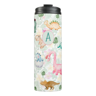 DORKY DINOSAURIËN MONOGRAMME KIDS JONGENS MEISJES THERMOSBEKER