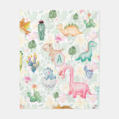 DORKY DINOSAURUSSEN Monogram Kinder Geschenk Jonge Fleece Deken (Voorkant)