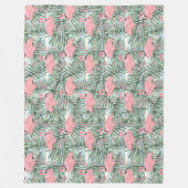 Dorm Fleece Blanket met roze flamingos Palm Leafs (Voorkant)