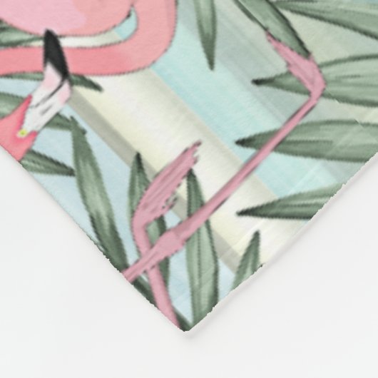 Dorm Fleece Blanket met roze flamingos Palm Leafs (Hoek)