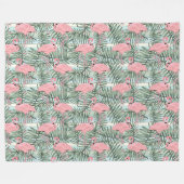Dorm Fleece Blanket met roze flamingos Palm Leafs Deken (Voorkant (Horizontaal))