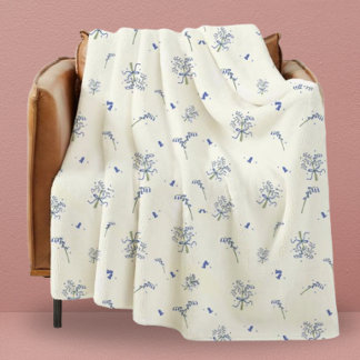 Dorm moderne Girly Bluebell bloem voor haar Fleece Deken