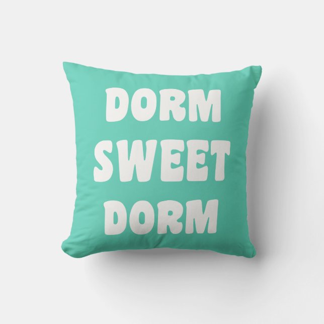 Dorm Sweet Dorm Retro Lettering in Mint Green Kussen (Voorkant)