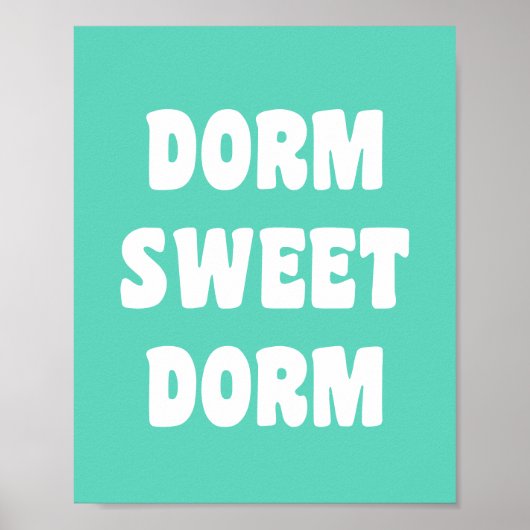 Dorm Sweet Dorm Retro Lettering in Mint Green Poster (Voorkant)