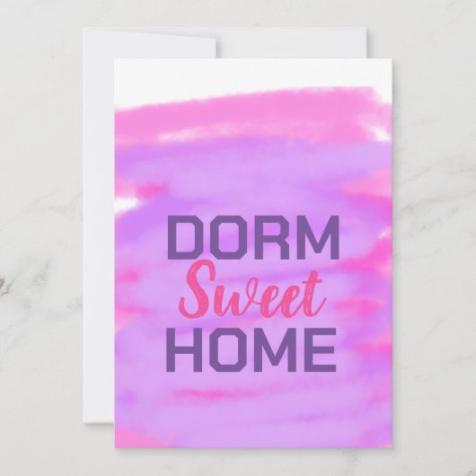 Dorm sweet dorm roze paarse waterverf tekst feestdagenkaart (Voorkant)