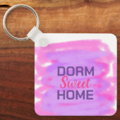Dorm sweet dorm roze paarse waterverf tekst sleutelhanger (Voorkant)