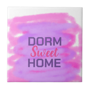 Dorm sweet dorm roze paarse waterverf tekst tegeltje