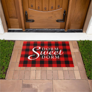 Dorm Sweet Dorm Rustic Cabin Block Squares Motif Deurmat