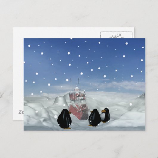 Dormir avec la carte postale des pingouins (Devant / Derrière)
