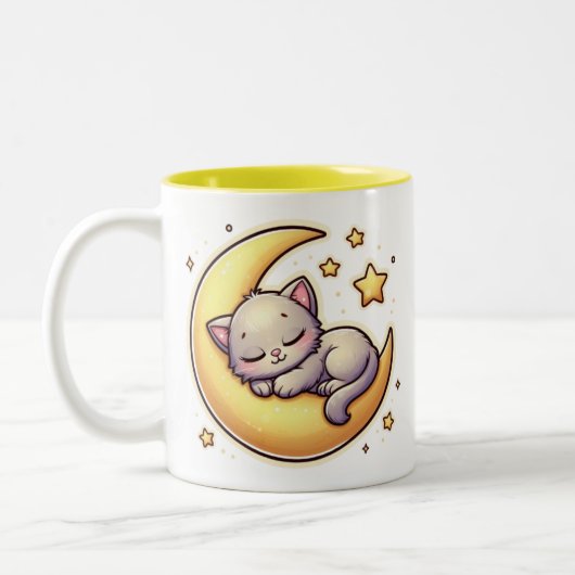 Dormir de chat sur la lune Mug (Gauche)