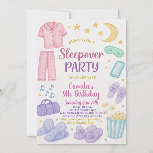 Dormir modifiable Invitation de fête d'anniversair (Devant)