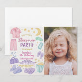 Dormir modifiable Invitation de fête d'anniversair (Devant / Derrière)