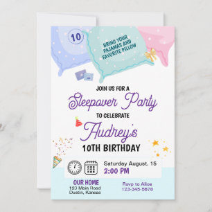 Dormir Pajama Party Anniversaire Invitation