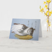 Dormir sur la carte de voeux Coussin (Fleur jaune)