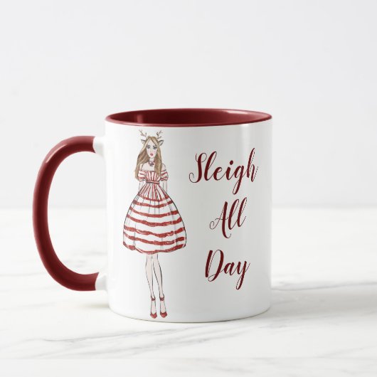 Dormir toute la journée Fête Café de Noël Mug (Gauche)