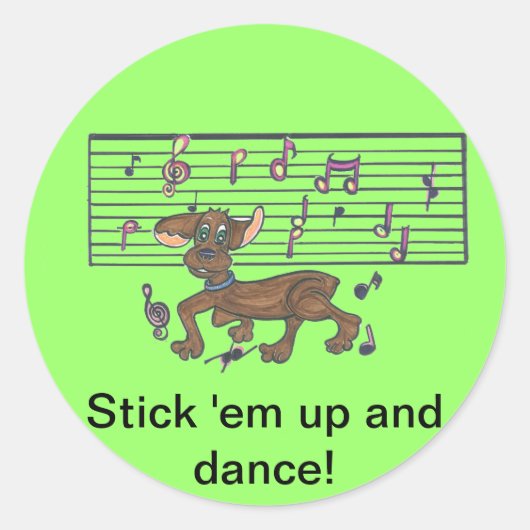 Dorothy Dancing Dachshund Ronde Sticker (Voorkant)