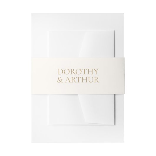 Dorothy Ivory en goud Elegante bruiloft Uitnodigingen Wikkel (Voorkant Voorbeeld)